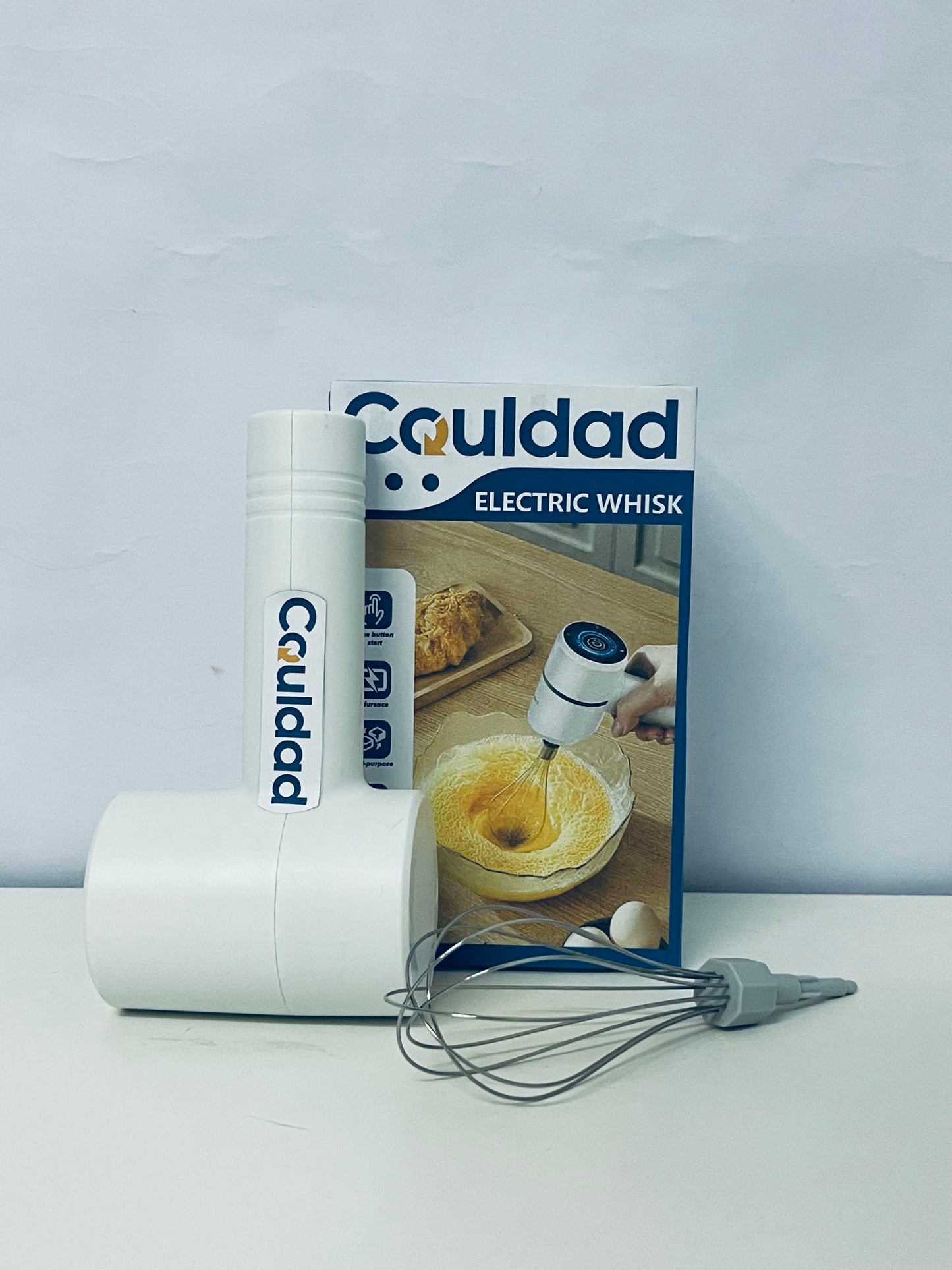 Couldad Electric Egg Beater - 250W Handheld Mixer with 5 Speeds, 304 Stainless Steel Beaters for Baking, Cake, Cream, Cookie (White)