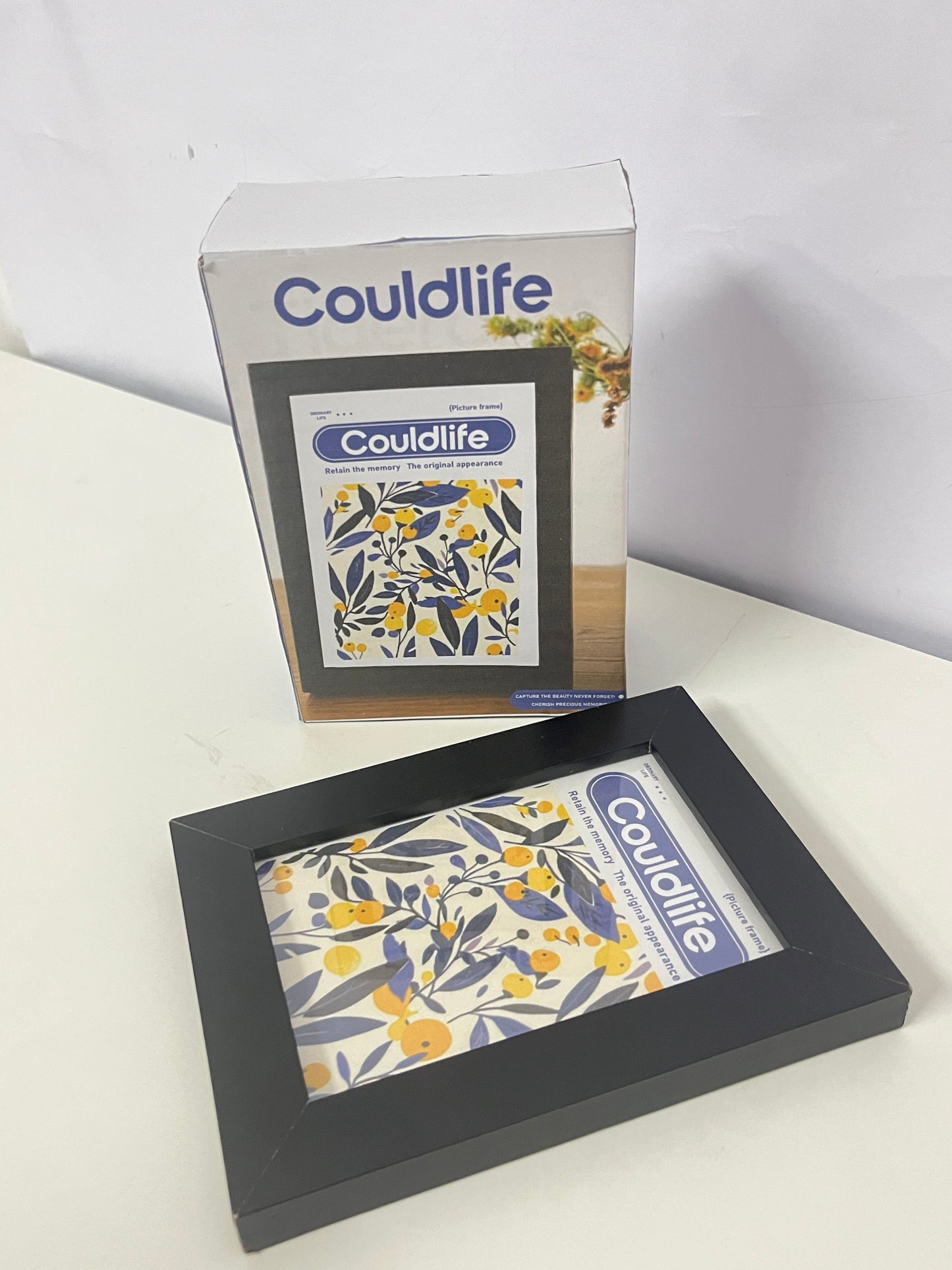 Couldlife Literary Plant Print Picture Frame - Minimalist Black Frame Desktop Decor Frame