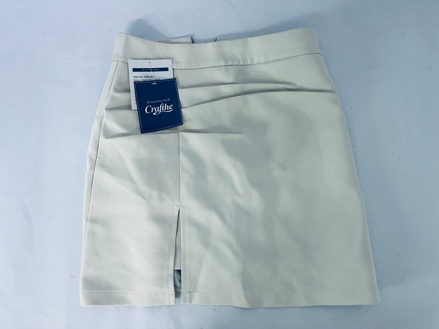 Crafthe Cream Slit Mini Skirt - An Elegant Commuting Choice for Office and Daily Wear