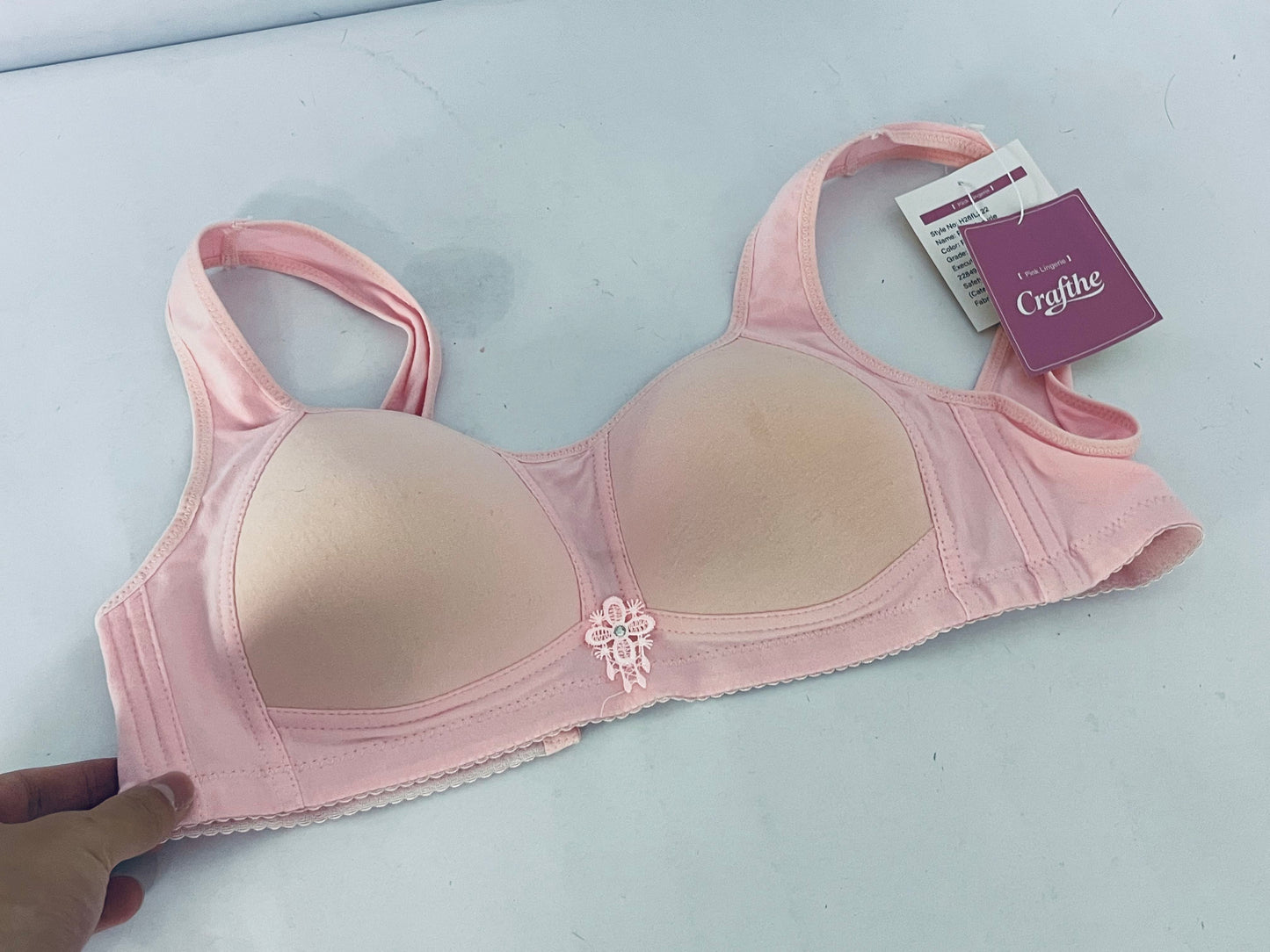 Crafthe Bras Pink Lace-trimmed Bra - A Choice for Daily Wear with Comfort and Elegance