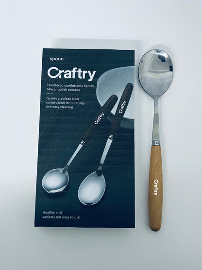 Craftry Stainless Steel Table Spoon (Single Piece, Wooden Handle)