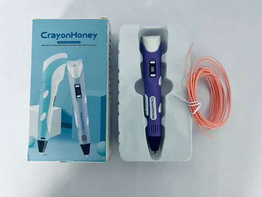 CrayonHoney 3D Printing Pen with Display - Includes 3D Pen, 1 Starter Colors of PLA Filament, Stencil Book + Project Guide, and Charger