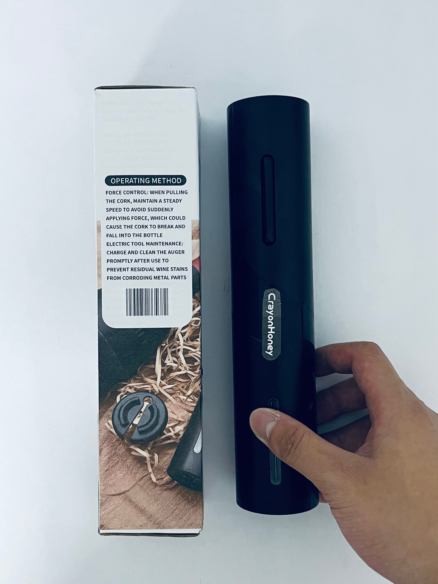 CrayonHoney Electric Wine Opener, Rechargeable Wine Bottle opener, Cordless Automatic Corkscrew with Foil Cutter, USB Charging Cable, LED Light Indicator, Gift Idea for Wine Lovers, Black