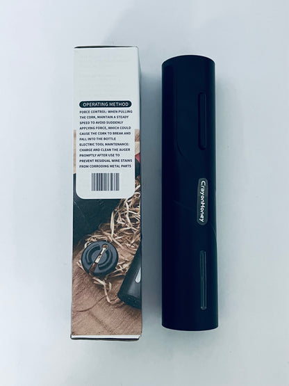 CrayonHoney Electric Wine Opener, Rechargeable Wine Bottle opener, Cordless Automatic Corkscrew with Foil Cutter, USB Charging Cable, LED Light Indicator, Gift Idea for Wine Lovers, Black