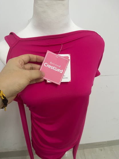 【Crestbird Dresses】——Crestbird Hot Pink Cutout Backless Bodycon Dress - Effortlessly Sexy Party Essential