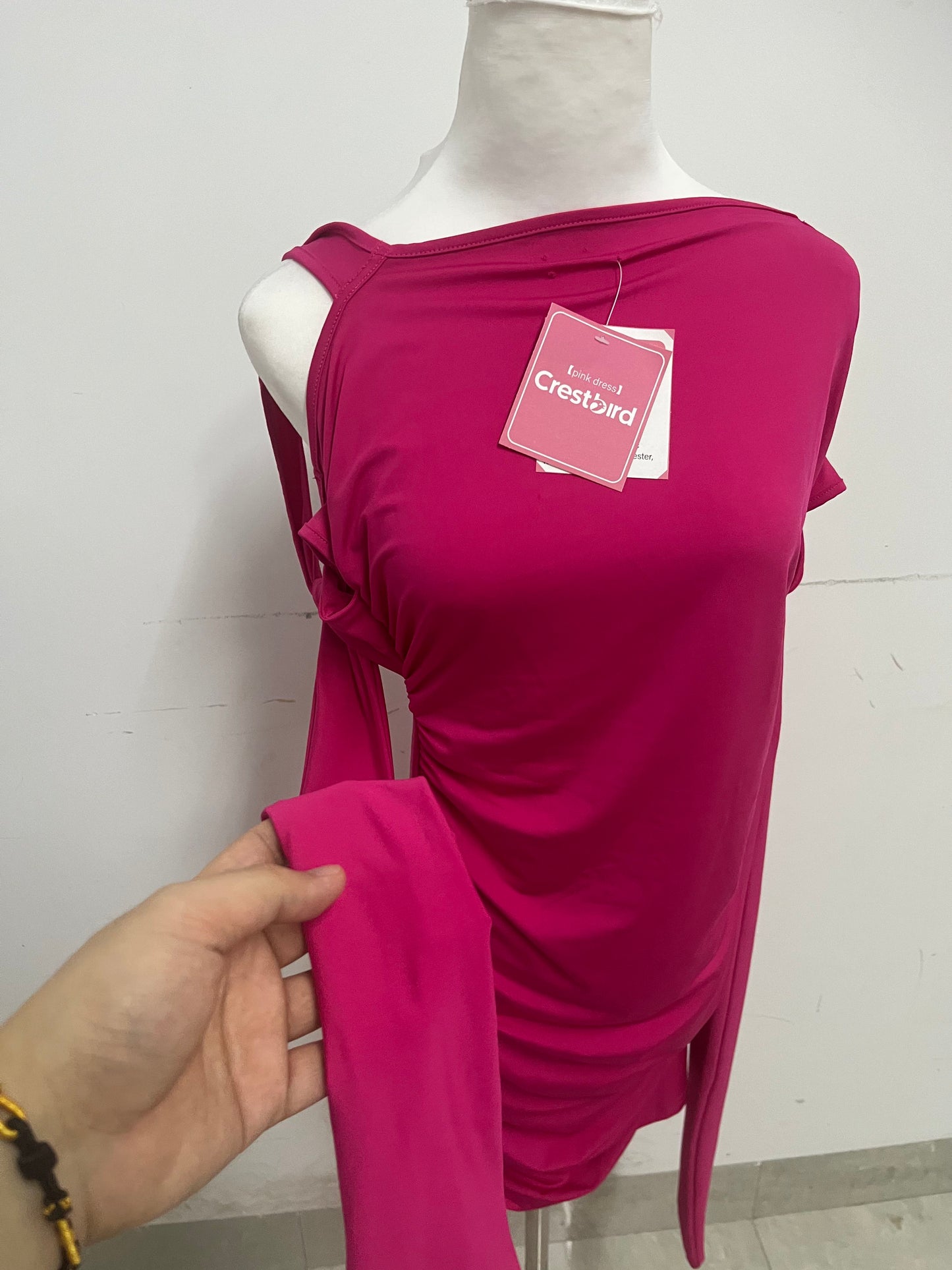 【Crestbird Dresses】——Crestbird Hot Pink Cutout Backless Bodycon Dress - Effortlessly Sexy Party Essential