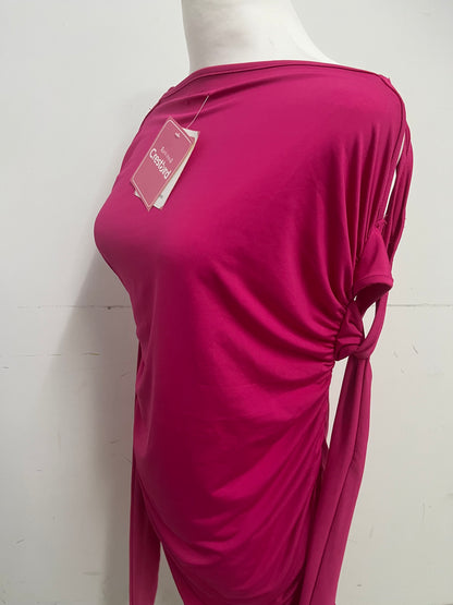 【Crestbird Dresses】——Crestbird Hot Pink Cutout Backless Bodycon Dress - Effortlessly Sexy Party Essential