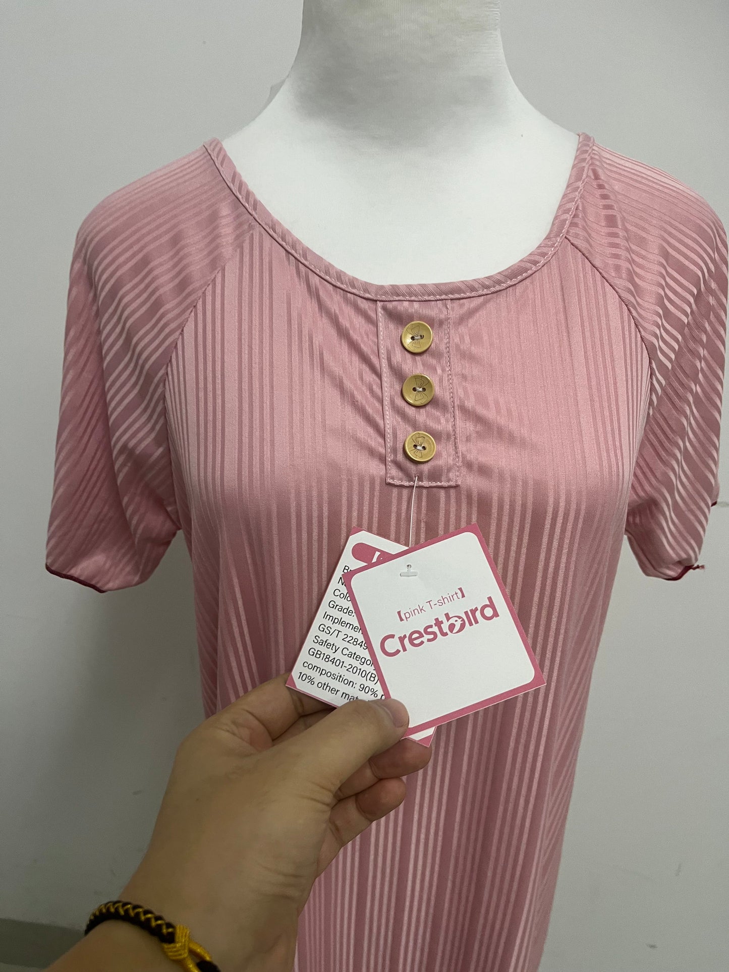 【Crestbird Nightgowns】——Crestbird Misty Pink Striped Backless Nightgown - Effortless Loungewear & Day Dress