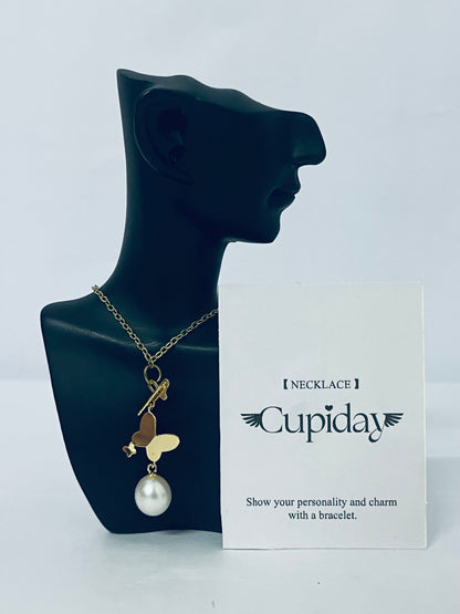 Cupiday Plated Layering Necklaces | Stylish Minimalist Design Pendant Necklaces | Butterfly, Heart, Circle for Women