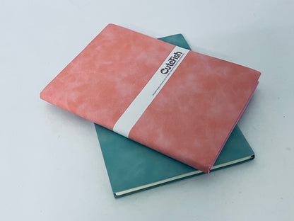 CuteFish Notebook Journal for Men - Lined Pages, 100 GSM Thick Kraft Paper, A5 Size, Pink and Green Leather, Soft Cover