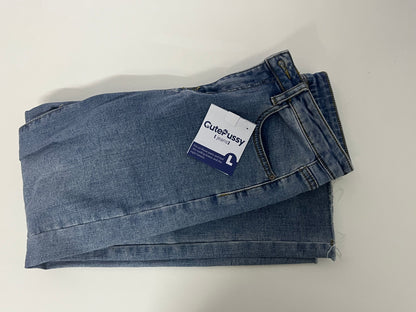 [CutePussy Jeans]——CutePussy High-Waisted Straight Leg Jeans - Slimming & Heightening Raw Hem Cropped Jeans