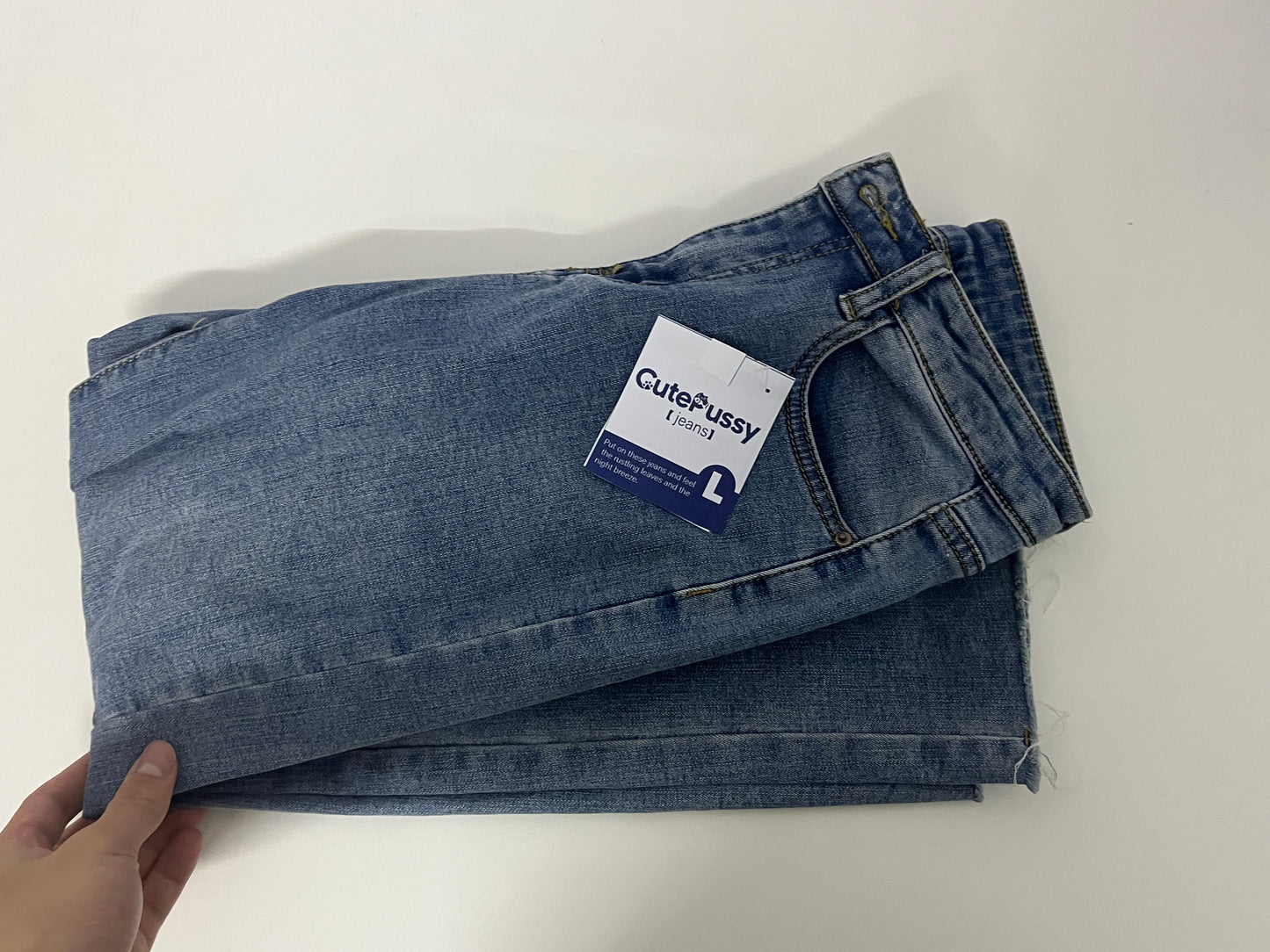 [CutePussy Jeans]——CutePussy High-Waisted Straight Leg Jeans - Slimming & Heightening Raw Hem Cropped Jeans