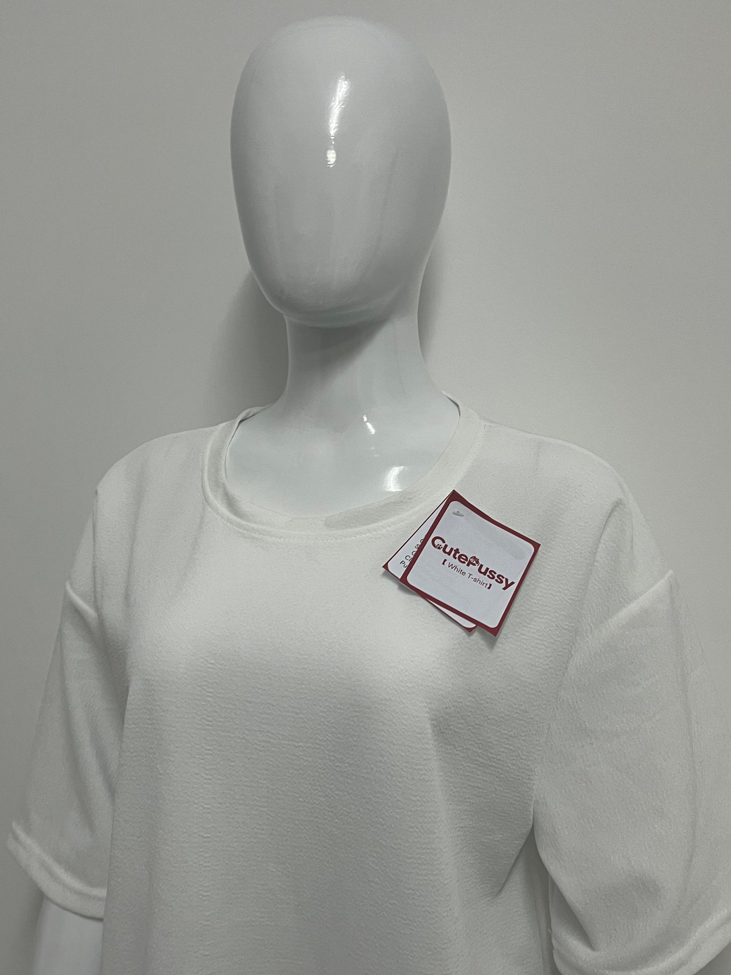 [CutePussy T-shirts]——CutePussy Textured Oversized Short-Sleeve T-Shirt - Relaxed Fit Versatile Midi Top