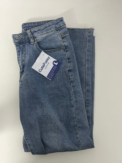 [CutePussy Jeans]——CutePussy High-Waisted Straight Leg Jeans - Slimming & Heightening Raw Hem Cropped Jeans