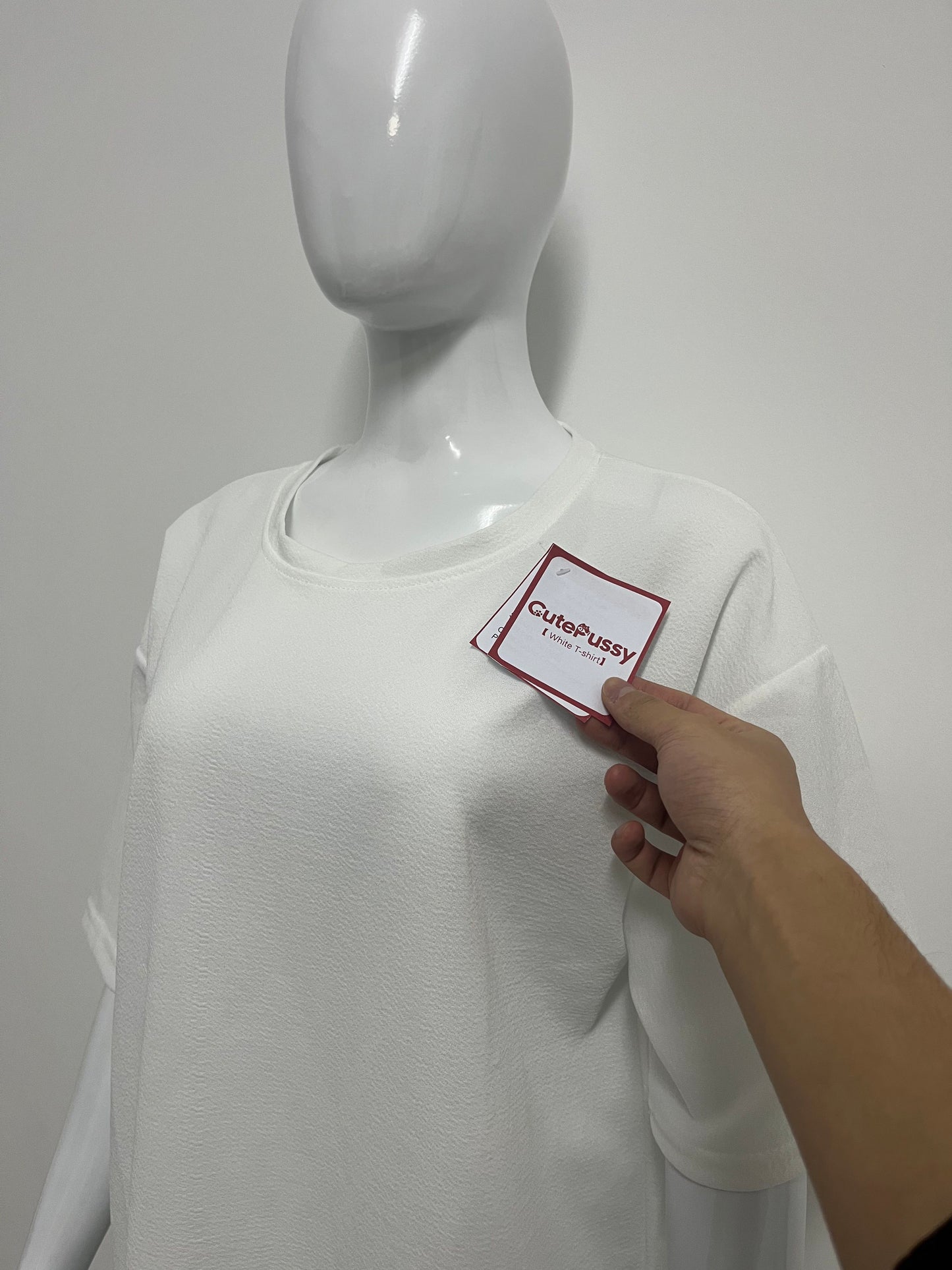 [CutePussy T-shirts]——Cutepussy Textured Oversized Short-Sleeve T-Shirt - Relaxed Fit Versatile Midi Top
