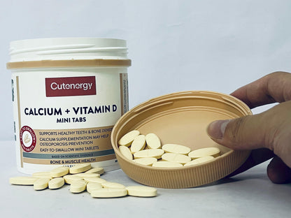 Cutenergy Calcium with Vitamin D3 and Citrate 830mg | Supplement for Women & Men | Bone Strength Support | Calcio | 300 Tablets | 2-Month Supply