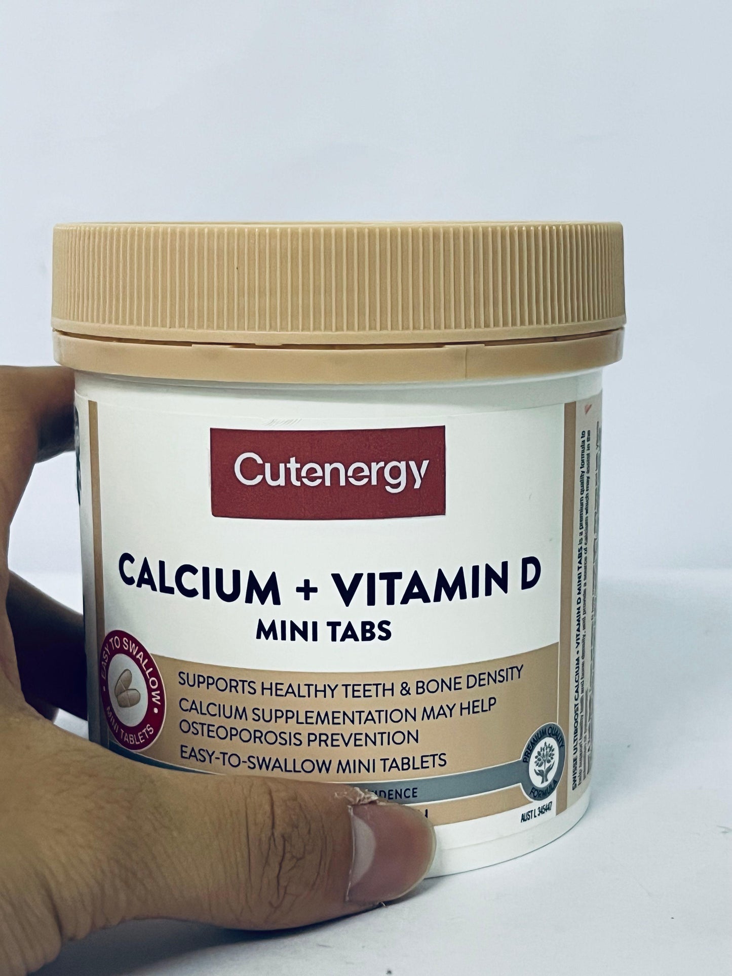 Cutenergy Calcium with Vitamin D3 and Citrate 830mg | Supplement for Women & Men | Bone Strength Support | Calcio | 300 Tablets | 2-Month Supply