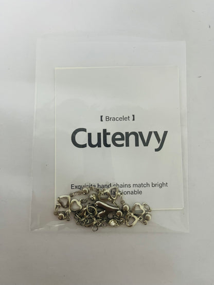 Cutenvy Classic Love Heart Design Fashion Accessory Bracelet Stainless Steel Love Heart Charm Adjustable Link Chain Bracelet for Women