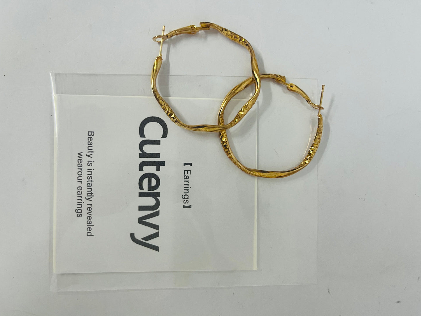 Cutenvy  Gold Plated Hoop Earring Large Hoop Earrings Twisted Hoop Earring Layered Hoop Earring Thanksgiving Christmas Gift for Women Mom