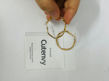 Cutenvy  Gold Plated Hoop Earring Large Hoop Earrings Twisted Hoop Earring Layered Hoop Earring Thanksgiving Christmas Gift for Women Mom