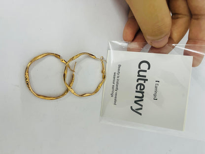 Cutenvy  Gold Plated Hoop Earring Large Hoop Earrings Twisted Hoop Earring Layered Hoop Earring Thanksgiving Christmas Gift for Women Mom