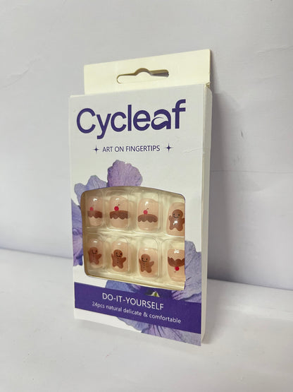 Cycleaf Press on Nails Short Length Coffin Shape, 24Pcs Full Cover Reusable Glossy Square False Nails with Cute Bear Designs, Artificial Fingernails Acrylic Fake Nails with Glue, Glue on Nails Charms
