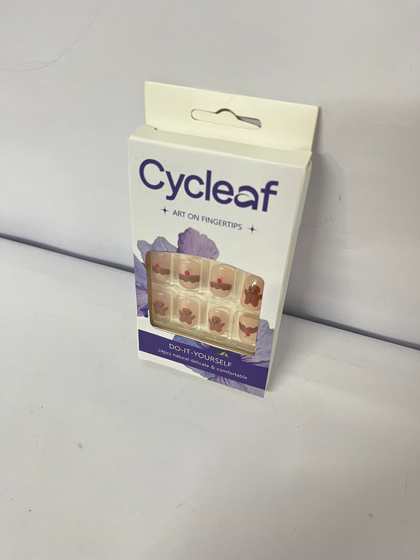 Cycleaf Press on Nails Short Length Coffin Shape, 24Pcs Full Cover Reusable Glossy Square False Nails with Cute Bear Designs, Artificial Fingernails Acrylic Fake Nails with Glue, Glue on Nails Charms