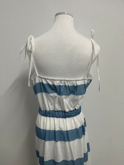 Cycleagle Women's Striped Tie Shoulder Mini Dress Sleeveless Summer Going Out Dresses with Pockets