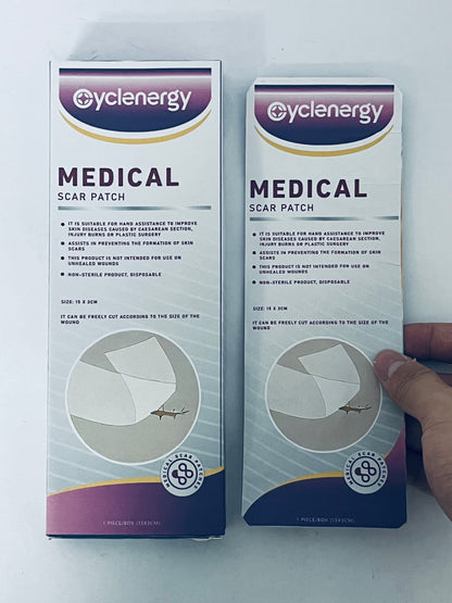 Cyclenergy Medical Grade Silicone Scar Sheets; for Injury, Burn and Surgery Scars