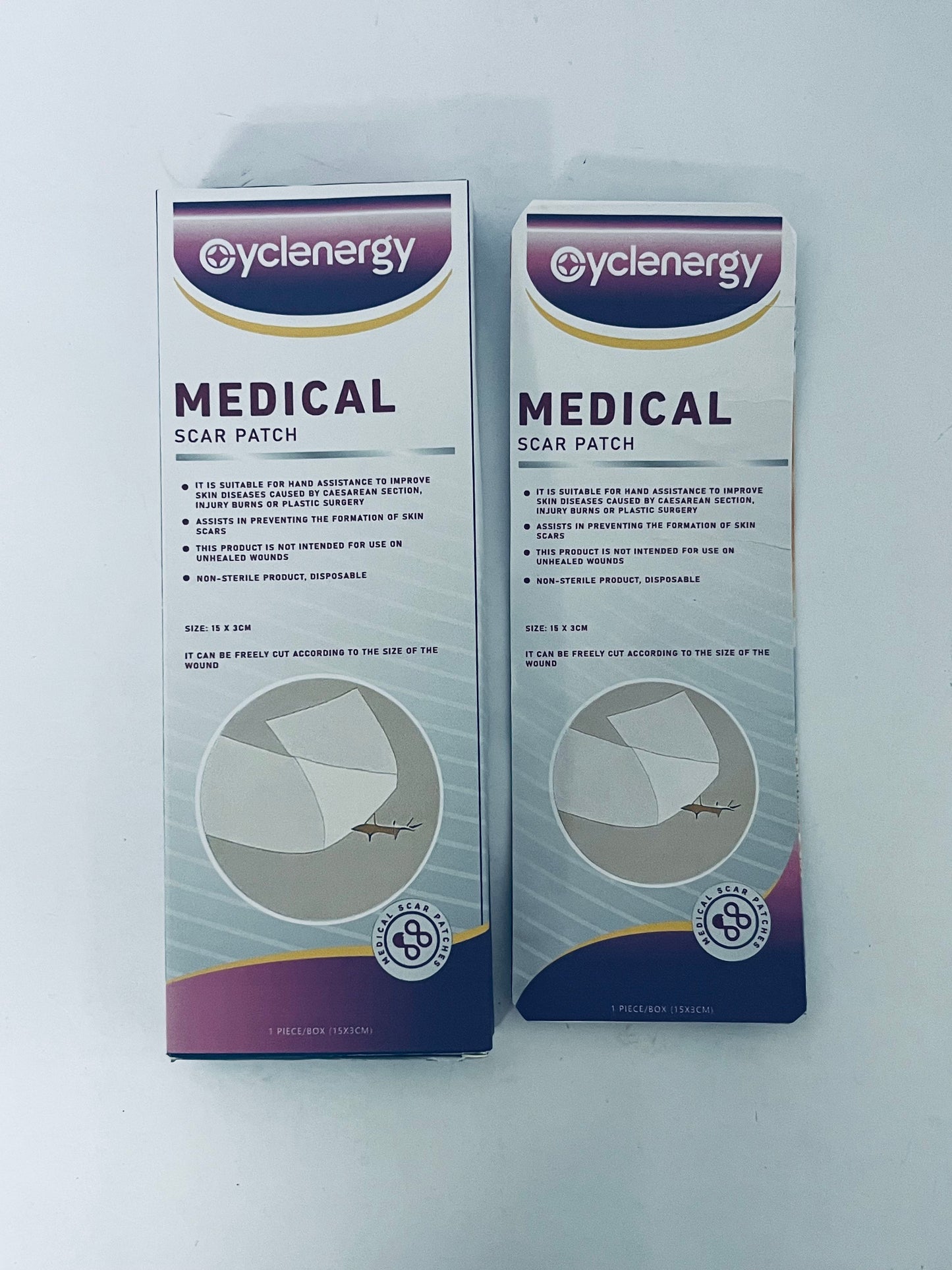 Cyclenergy Medical Grade Silicone Scar Sheets; for Injury, Burn and Surgery Scars