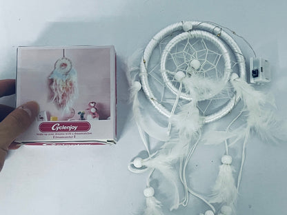 Cyclenjoy  White Dream Catcher Wind Chimes Handmade Beaded Dreamcatcher for Car Kids Bed Room Wall Hanging Decoration