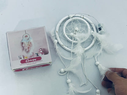 Cyclenjoy  White Dream Catcher Wind Chimes Handmade Beaded Dreamcatcher for Car Kids Bed Room Wall Hanging Decoration