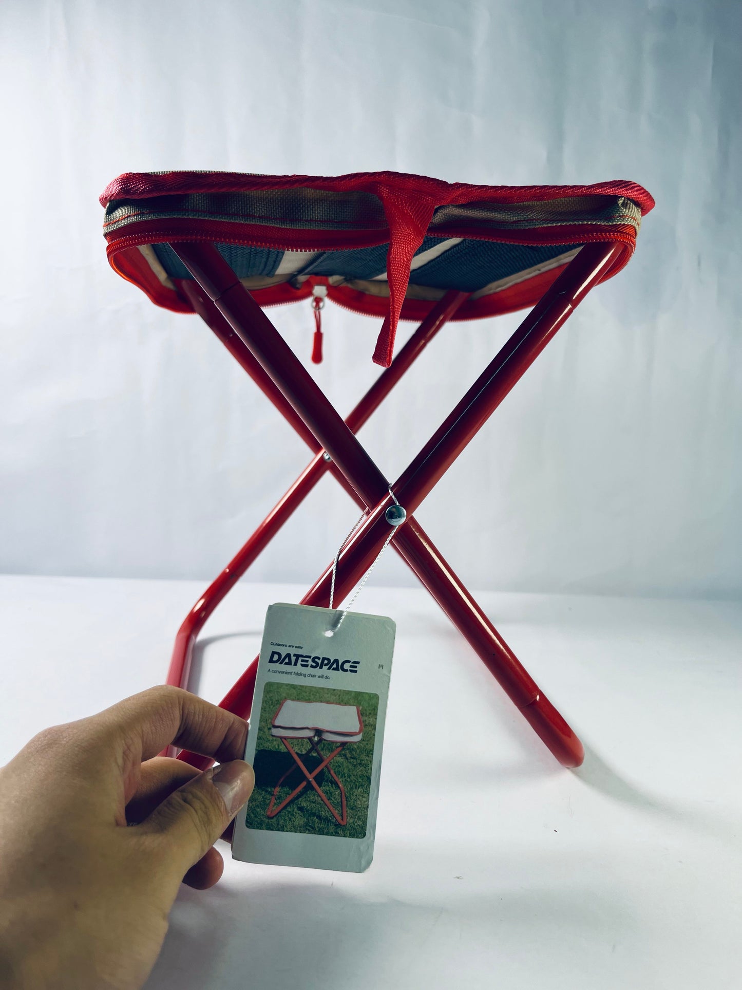 DATESPACE Folding Stool Camping Stool, Portable Folding Stool with Carrying Bag, 12-Inch Portable Chair (1.3Lbs), Outdoor Travel Footstool