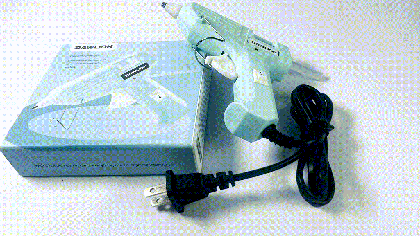 DAWLION Full Size Hot Glue Gun with 60/100W Dual Power and 21 Hot Glue Sticks (7/16"), Fast Preheating Heavy Duty Industrial Gluegun with Storage Case for Crafting, DIY and Repairs (Cyan)