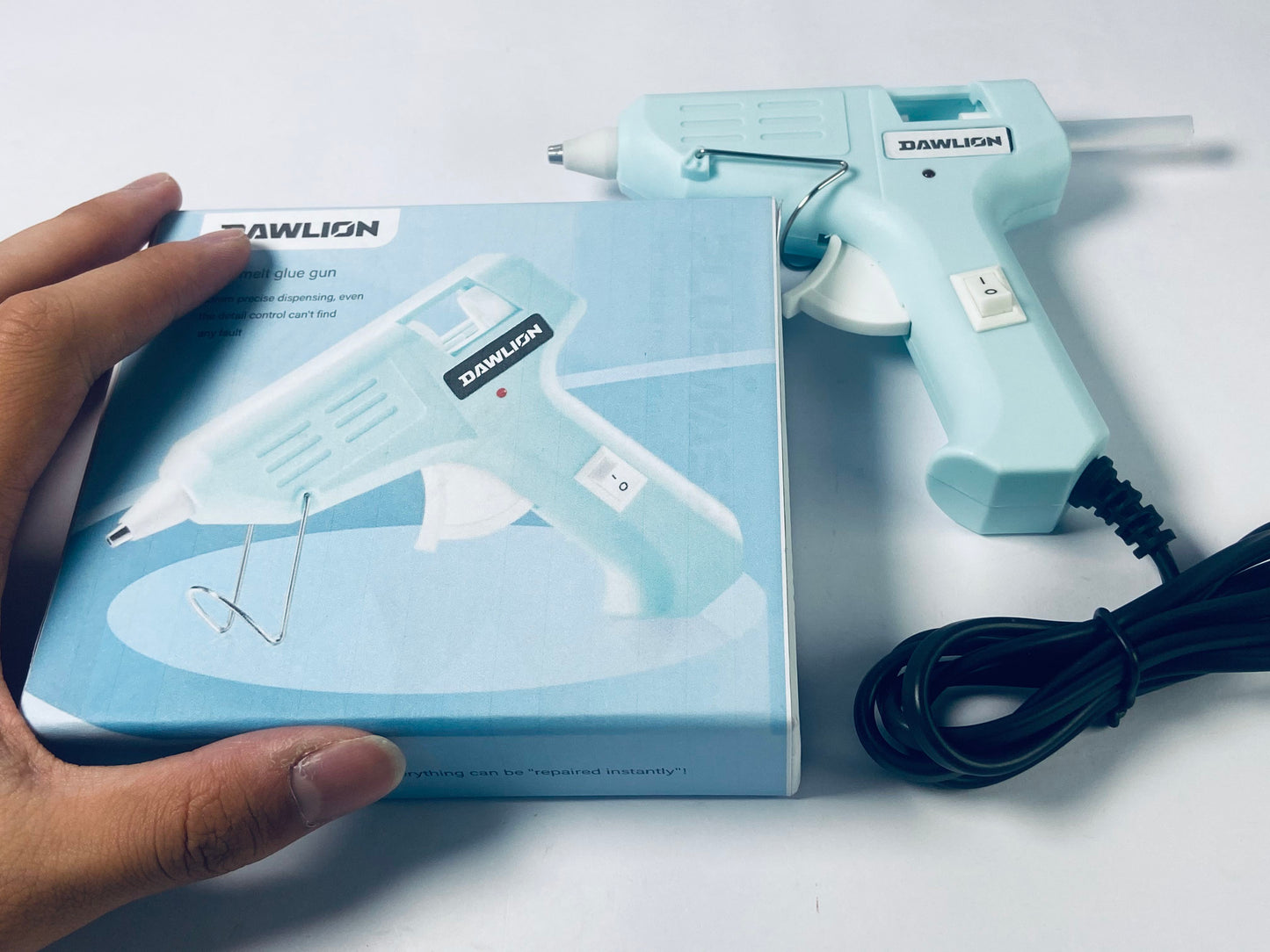 DAWLION Full Size Hot Glue Gun with 60/100W Dual Power and 21 Hot Glue Sticks (7/16"), Fast Preheating Heavy Duty Industrial Gluegun with Storage Case for Crafting, DIY and Repairs (Cyan)