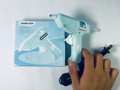 DAWLION Full Size Hot Glue Gun with 60/100W Dual Power and 21 Hot Glue Sticks (7/16"), Fast Preheating Heavy Duty Industrial Gluegun with Storage Case for Crafting, DIY and Repairs (Cyan)