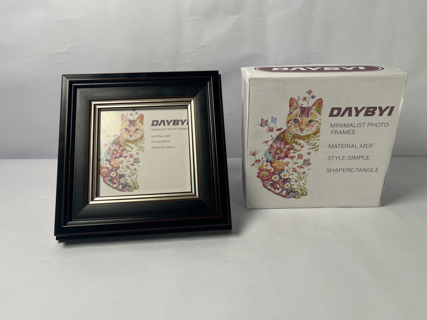DAYBYI Picture frames 6x6 Ash Brown Picture Frame Resin Shadow Box Photo Frame Wall and Desktop Display, with Plexiglass