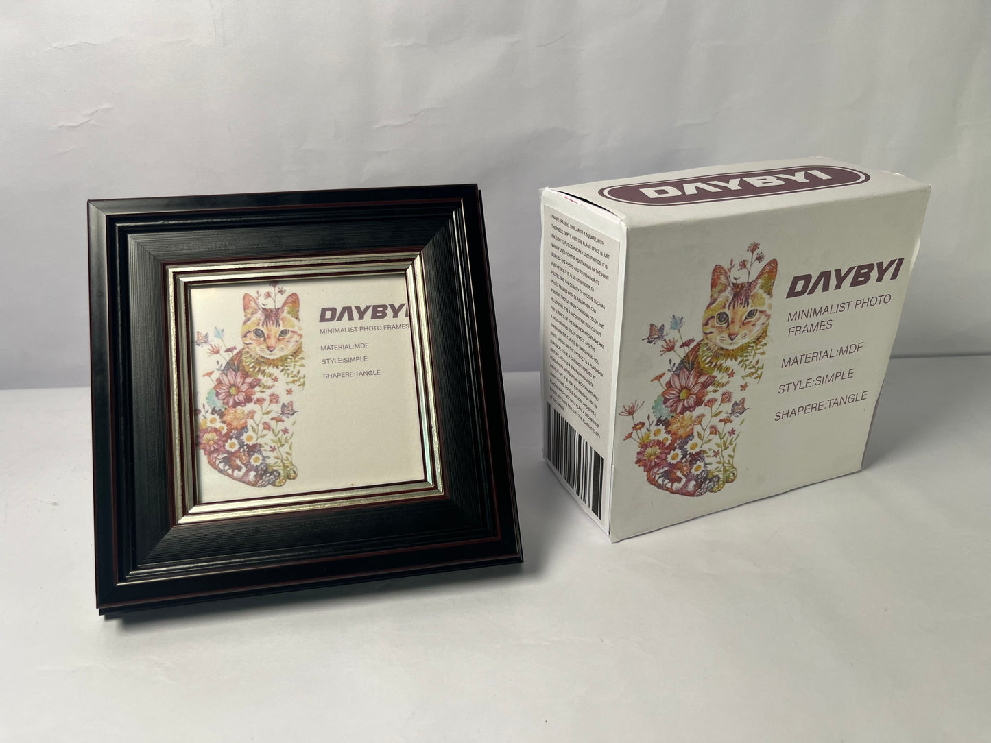 DAYBYI Picture frames 6x6 Ash Brown Picture Frame Resin Shadow Box Photo Frame Wall and Desktop Display, with Plexiglass