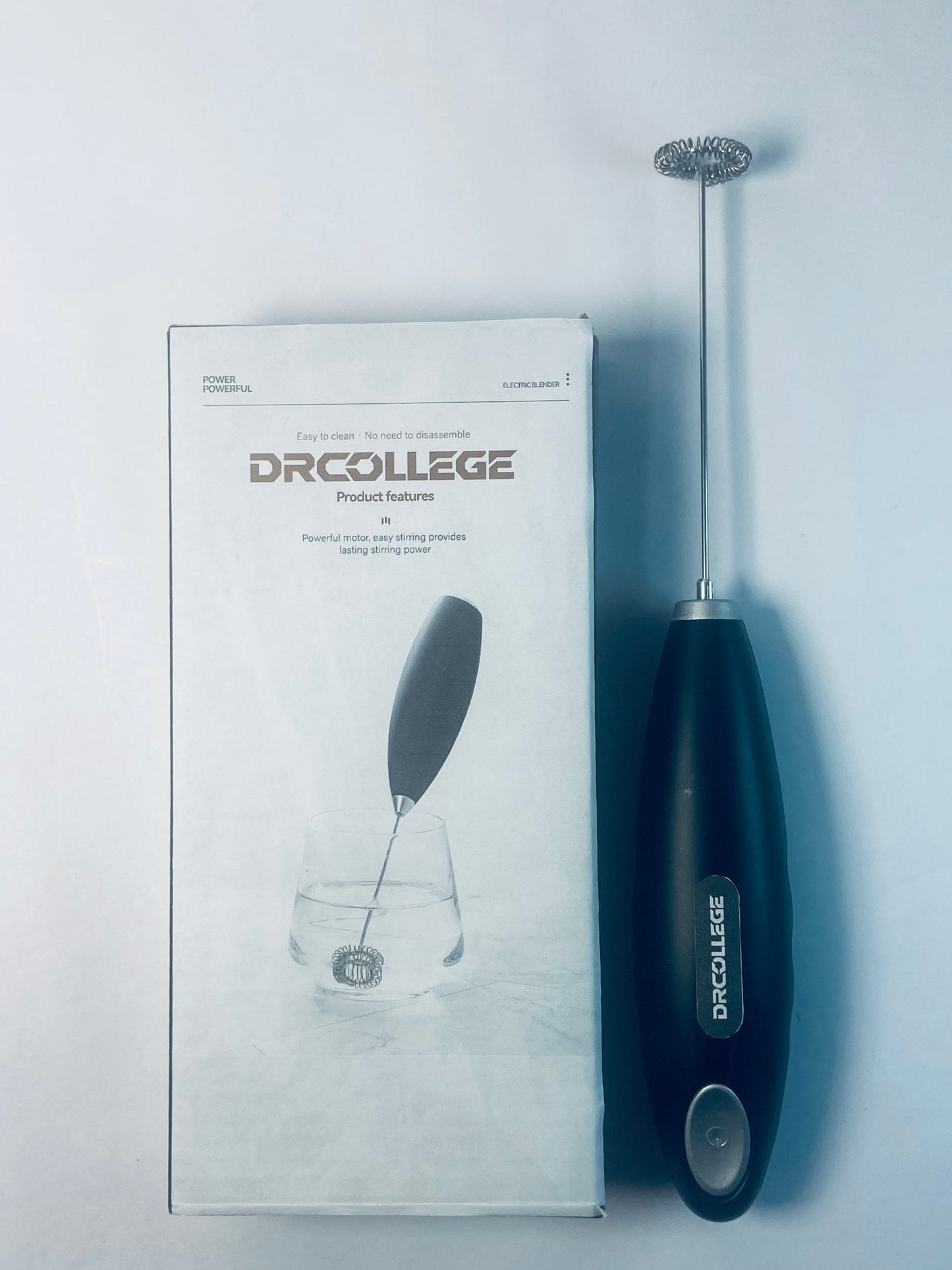 DRCOLLEGE Black Handheld Milk Frother Wand for Coffee, Rechargeable Electric Whisk with 3 Heads 3 Speeds Drink Mixer Coffee Frother For Latte, Cappuccino, Hot Chocolate, Egg