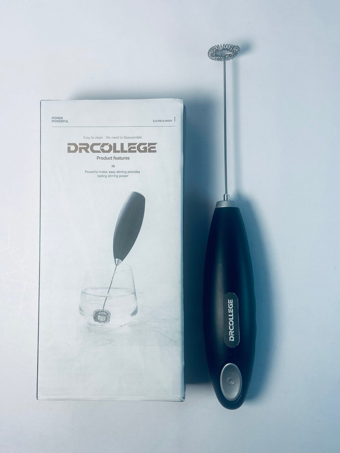 DRCOLLEGE Black Handheld Milk Frother Wand for Coffee, Rechargeable Electric Whisk with 3 Heads 3 Speeds Drink Mixer Coffee Frother For Latte, Cappuccino, Hot Chocolate, Egg