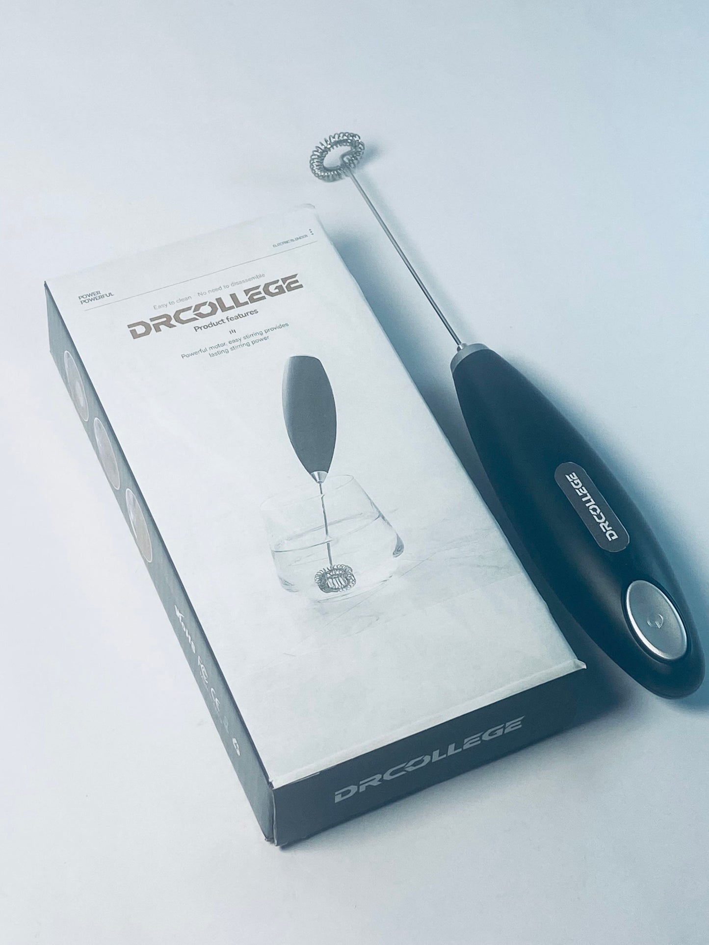DRCOLLEGE Black Handheld Milk Frother Wand for Coffee, Rechargeable Electric Whisk with 3 Heads 3 Speeds Drink Mixer Coffee Frother For Latte, Cappuccino, Hot Chocolate, Egg