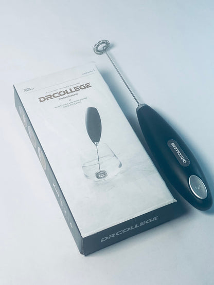 DRCOLLEGE Black Handheld Milk Frother Wand for Coffee, Rechargeable Electric Whisk with 3 Heads 3 Speeds Drink Mixer Coffee Frother For Latte, Cappuccino, Hot Chocolate, Egg