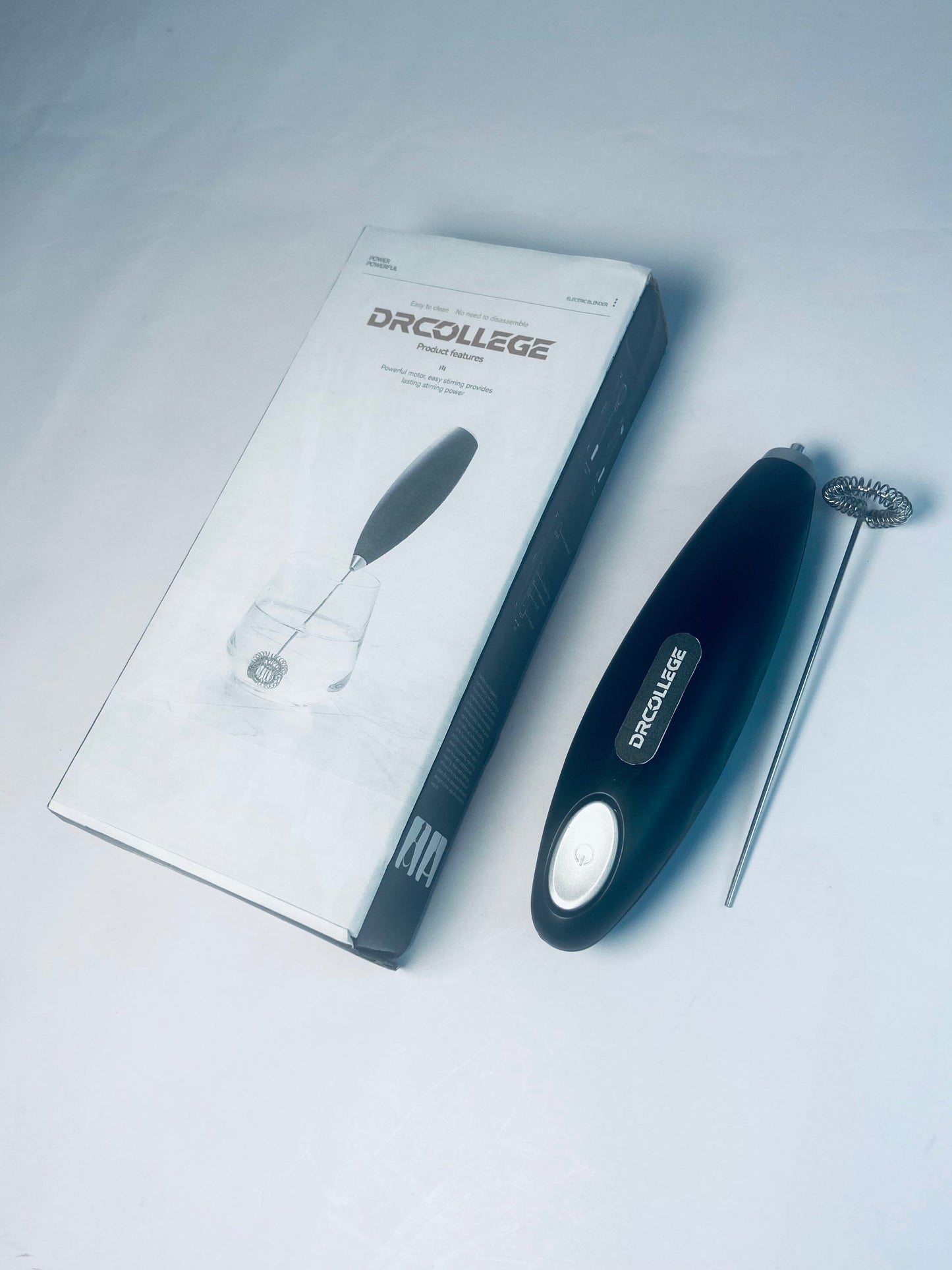 DRCOLLEGE Black Handheld Milk Frother Wand for Coffee, Rechargeable Electric Whisk with 3 Heads 3 Speeds Drink Mixer Coffee Frother For Latte, Cappuccino, Hot Chocolate, Egg