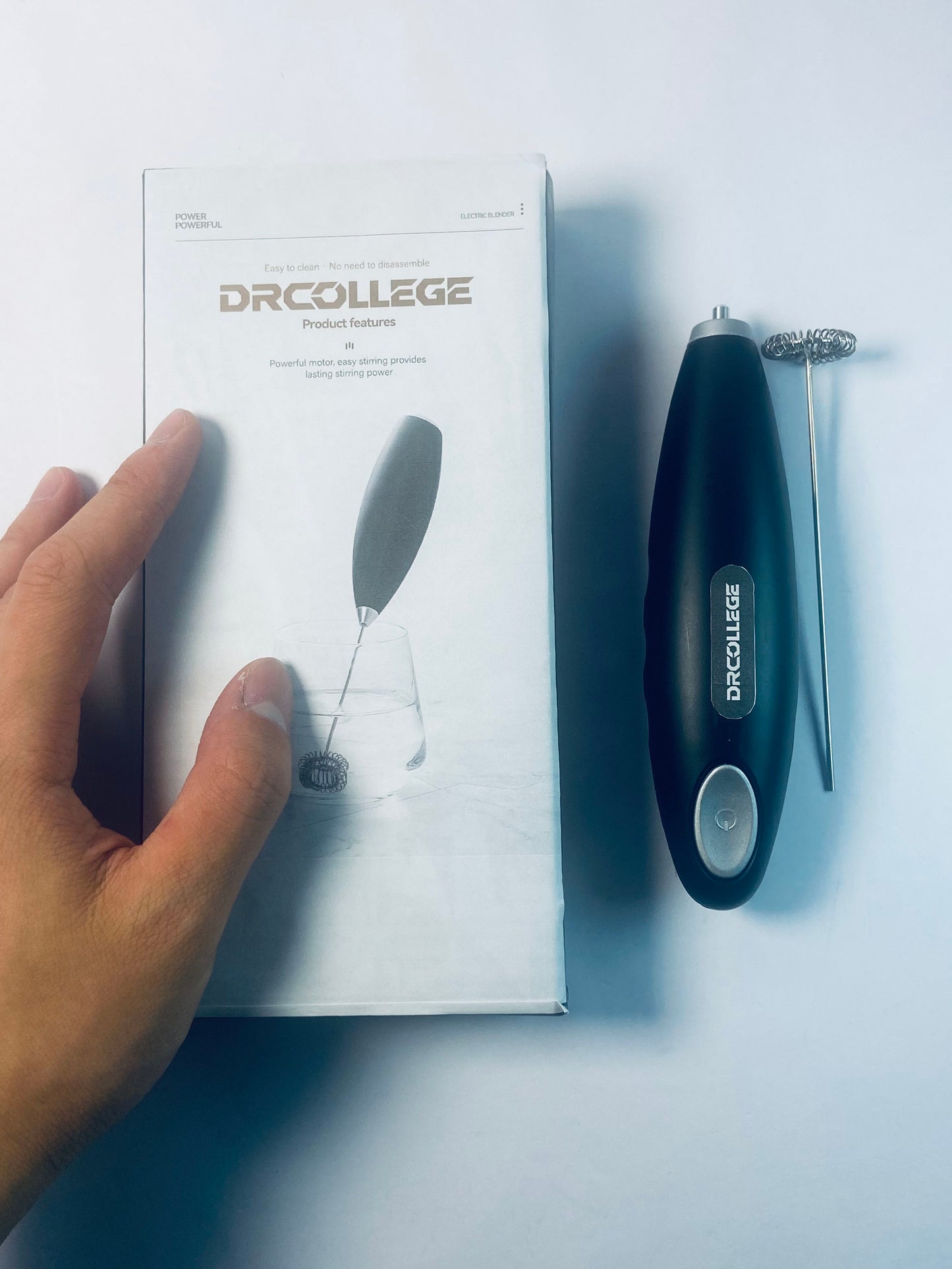 DRCOLLEGE Black Handheld Milk Frother Wand for Coffee, Rechargeable Electric Whisk with 3 Heads 3 Speeds Drink Mixer Coffee Frother For Latte, Cappuccino, Hot Chocolate, Egg