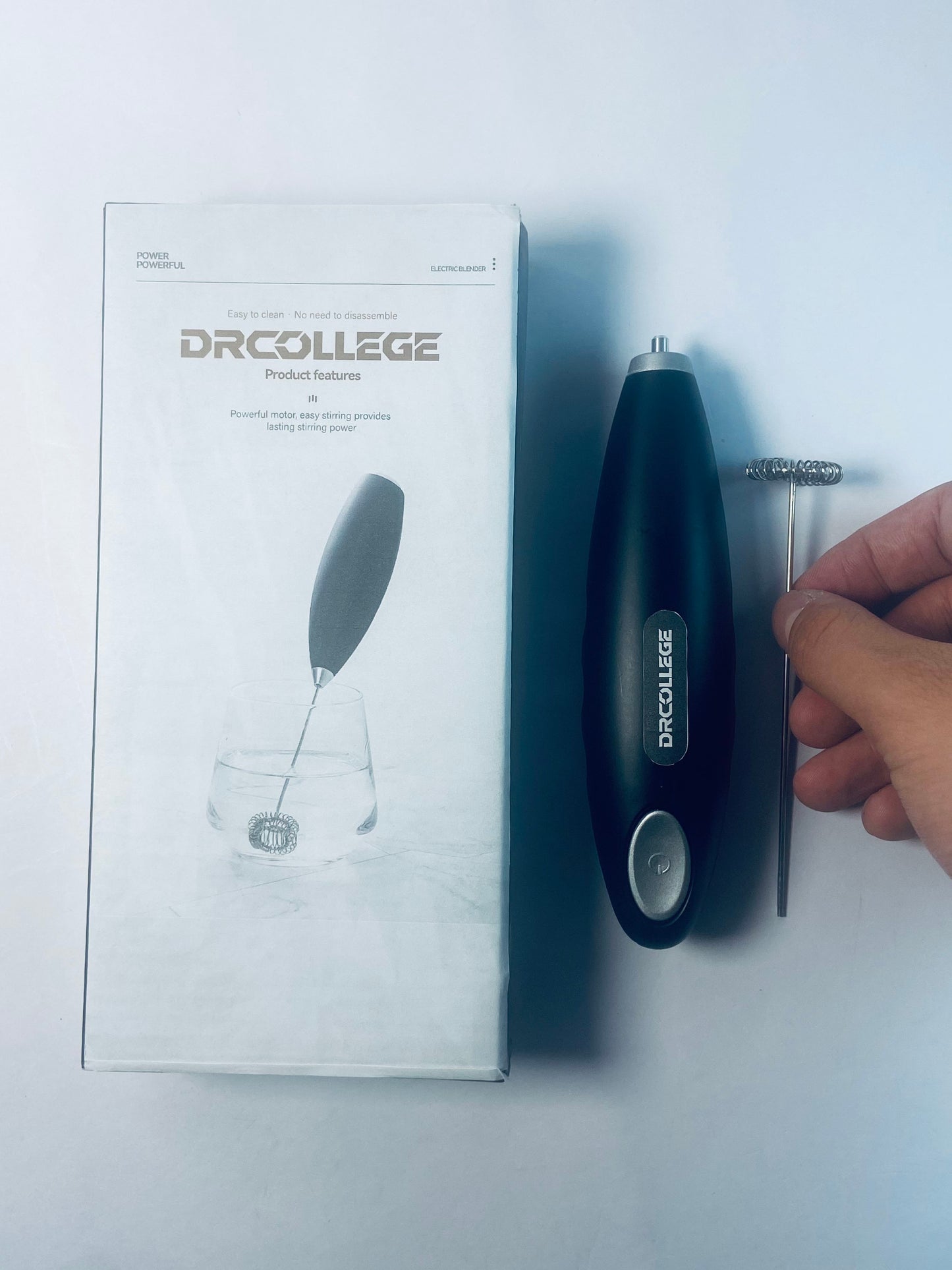 DRCOLLEGE Black Handheld Milk Frother Wand for Coffee, Rechargeable Electric Whisk with 3 Heads 3 Speeds Drink Mixer Coffee Frother For Latte, Cappuccino, Hot Chocolate, Egg