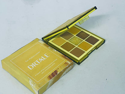 DRTALE 9-Color Eyeshadow Palette, Golden Earth Tone with Matte/Shimmer/Glitter Textures, Long-Lasting High Pigment for Daily & Party Looks