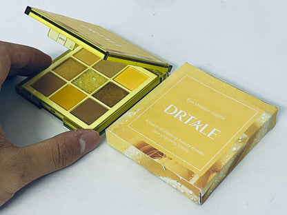 DRTALE 9-Color Eyeshadow Palette, Golden Earth Tone with Matte/Shimmer/Glitter Textures, Long-Lasting High Pigment for Daily & Party Looks