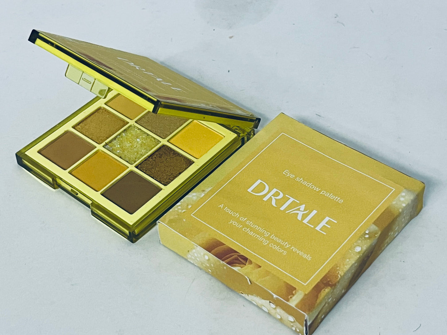 DRTALE 9-Color Eyeshadow Palette, Golden Earth Tone with Matte/Shimmer/Glitter Textures, Long-Lasting High Pigment for Daily & Party Looks