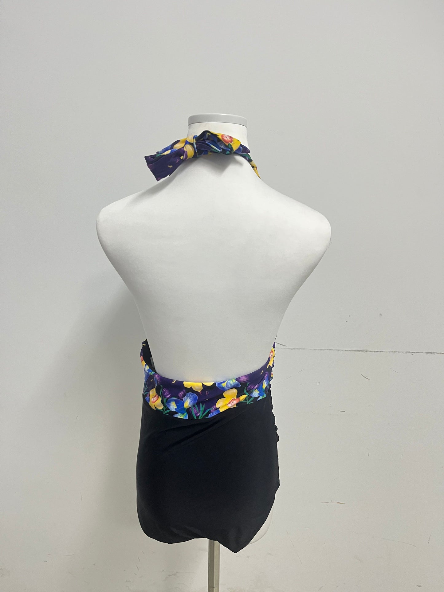 Deaiginew Purple Floral Swim Suit - Halter Neck One-Piece with Tummy-Control Design
