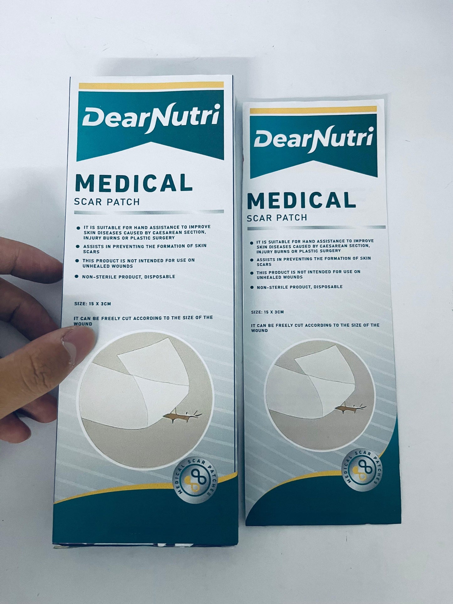 DearNutri Medical Scar Patch, 15×3cm Cuttable, Breathable & Skin-Friendly, Multi-Effect Repair for Surgical, Burn, Scald and Other Scars, Aiding Smooth Skin Regeneration